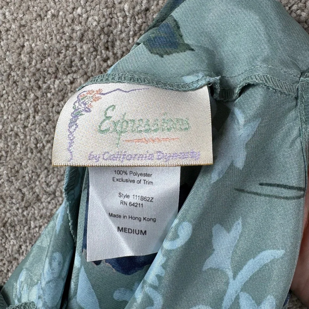 Vintage Expressions by California Dynasty Sage Green Floral Chemise Medium